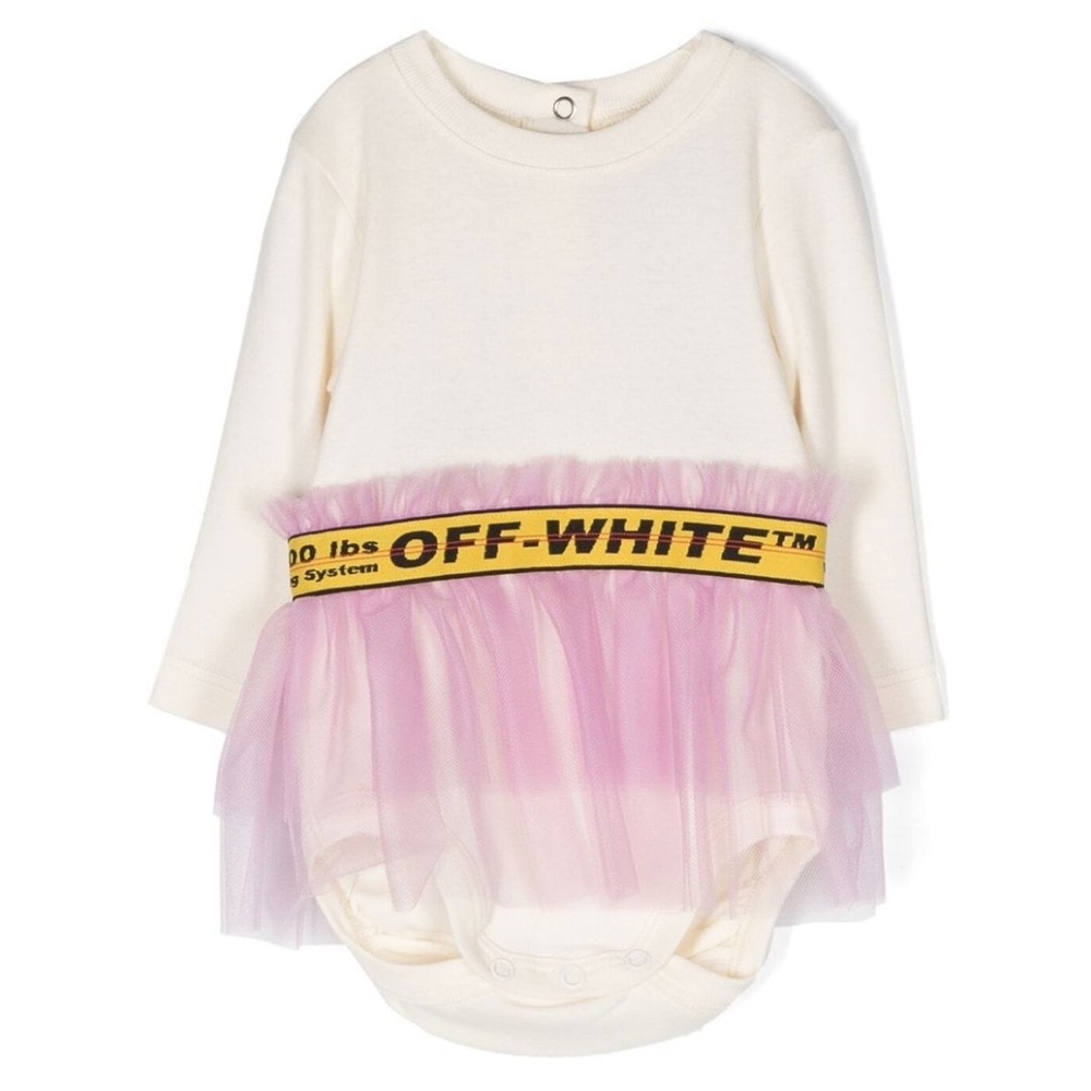 Off white baby girl Logo tulle panel dress size 6-9 months - Picture 1 of 5